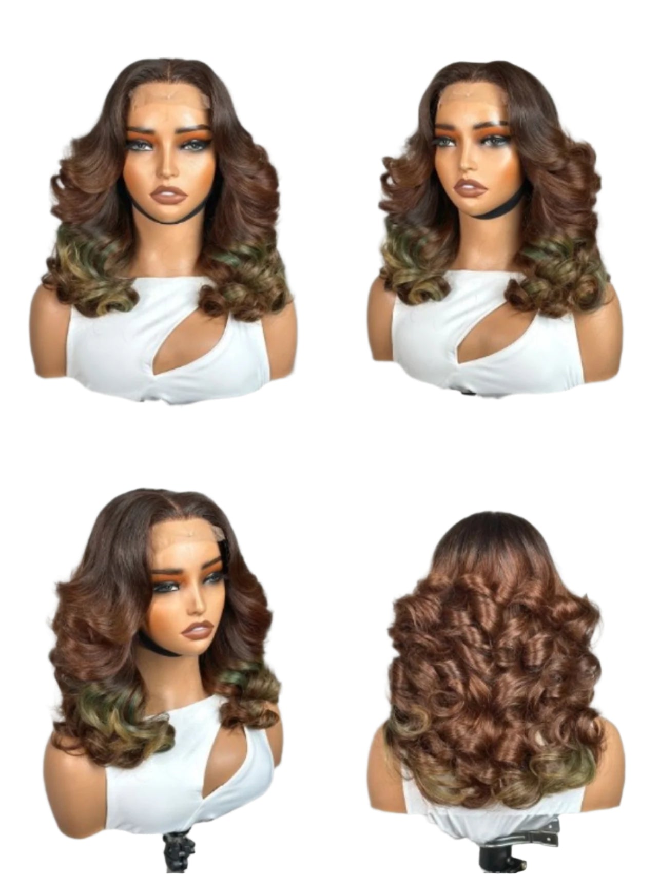 Luxe Glam Ombre Bouncy Wig Green Tip
