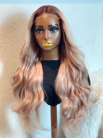 Rose Gold 22” Body Wave Wig with 5x5 HD Closure
